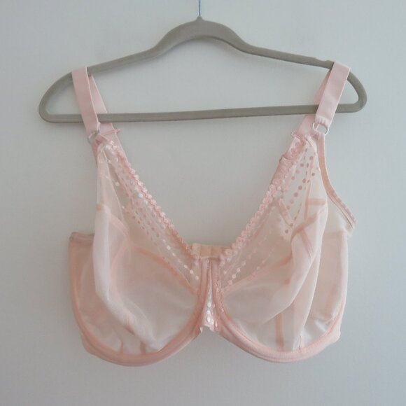 ELOMI Matilda Plunge Bra in Mesh Pearl Blush Feminine - Size 34L - Picture 2 of 15